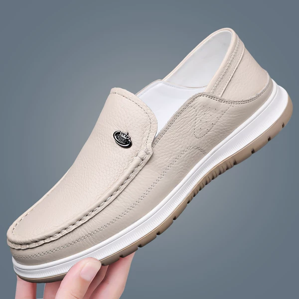 2026 Spring New Men's Genuine Leather Casual Shoes, Soft-Soled Breathable Slip-On Loafers, Men's Comfortable and Versatile Trendy Shoes