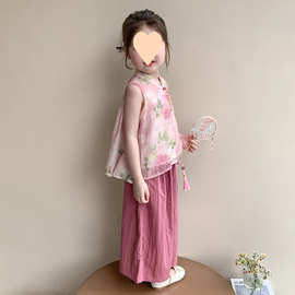 女童国风套装夏季2025新款好看儿童新中式女宝宝夏装汉服两件套