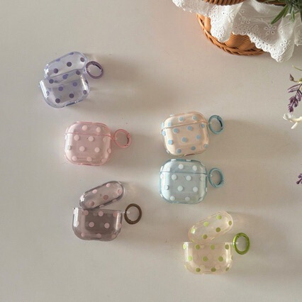 Simple semi-transparent polka dot AirpodsPro2 earphone case suitable for Apple 2/3/4 generation wireless Bluetooth protective cover, soft Simple semi-transparent polka dot AirpodsPro2 earphone case suitable for Apple 2/3/4 generation wireless Bluetooth protective cover, soft