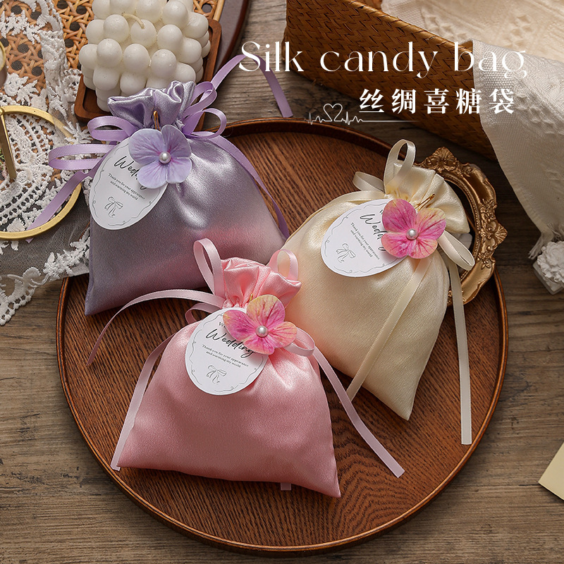 2025新型結婚喜糖箱喜糖袋結婚式布袋風結婚ベルベット結婚期少女心森系糖袋|undefined