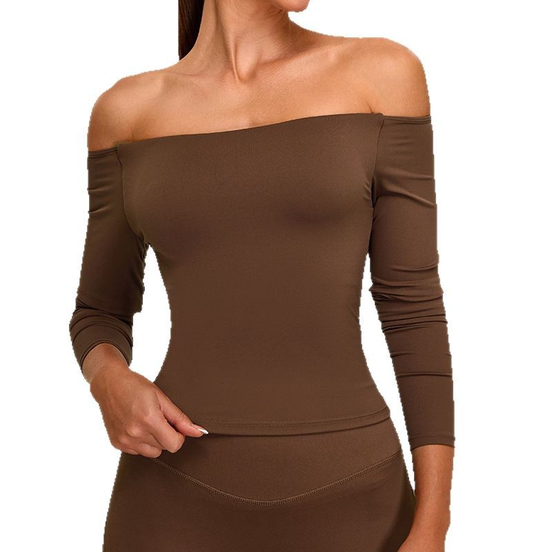 Nuevo cross-border un hombro de manga larga ropa de yoga femenina camiseta deportiva de chicas calientes corren ropa de ejercicio de secado rápido