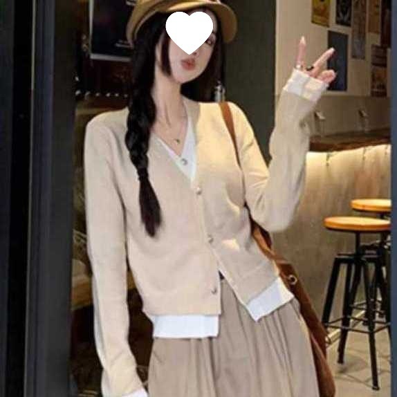 松弛感穿搭一整套秋季新款法式温柔风假两件针织衫半身裙两件套女|undefined