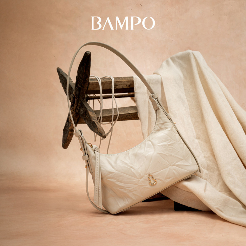 BAMPO ハンプー金元 HOBO バッグ第一層牛革脇の下バッグ小さなバッグ 2025 新しい質感ソフトレザークロスボディバッグ|undefined