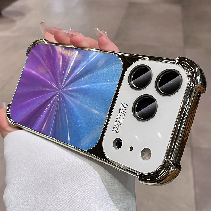 Gran ventana aurora láser de color CD para iPhone 16 proMax caso de teléfono móvil de segundo cambio 17 manzana 14 caso