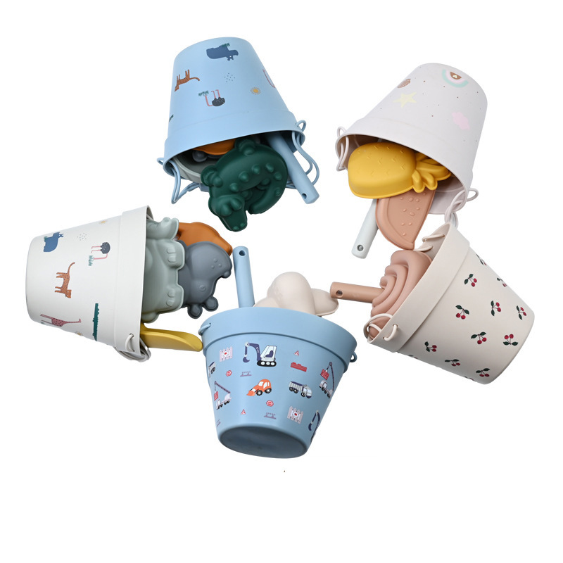 Herramientas de excavación de arena Barril junto al mar Juguetes para niños Pala junto al mar Fruta para padres e hijos Barril de silicona Juego de juguetes de playa