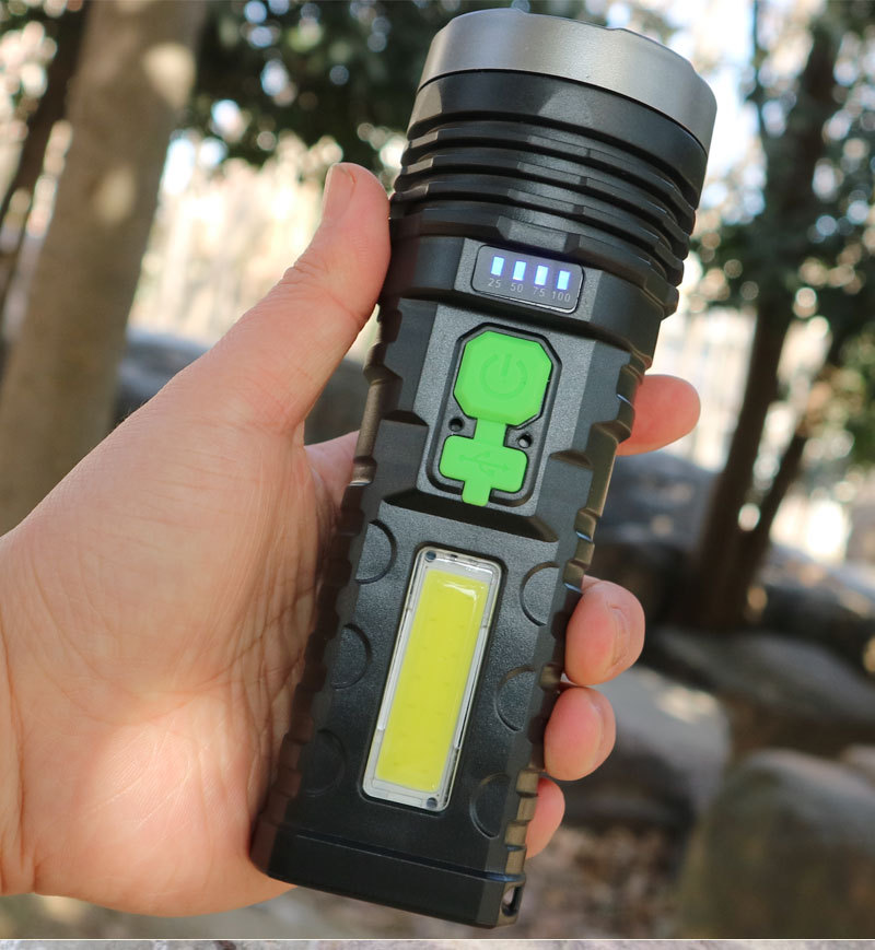 822LED太阳能充电强光手电筒 COB侧灯塑料 USB充电远射 家用照明详情27