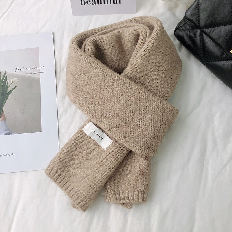 Feiding no mirando Corea del Sur Dongdaemun nuevo color puro de punto cálido cuello engrosado bufanda estudiante pequeña bufanda