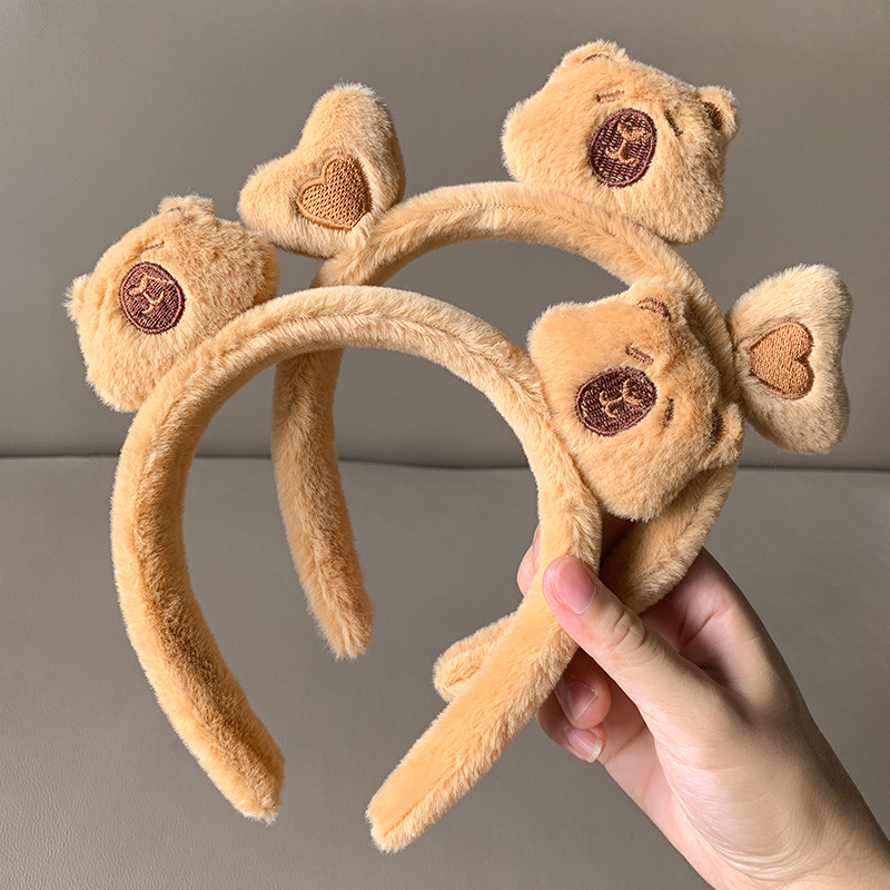 Otoño y invierno peluche oso dibujos animados banda de pelo especial para lavar la cara cabello de niña lindo cabello de cabello de cabello de cuerda