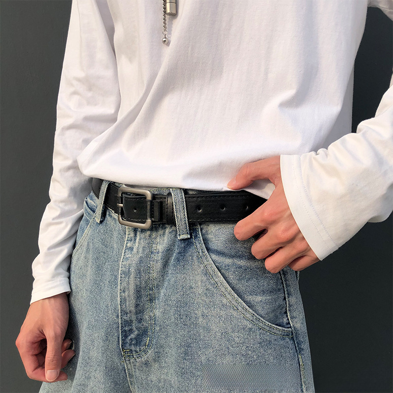 New Men's belt Korean style trendy simple pants belt street style Internet red same style ins Hong Kong style personalized men's pants belt_viptrois.com