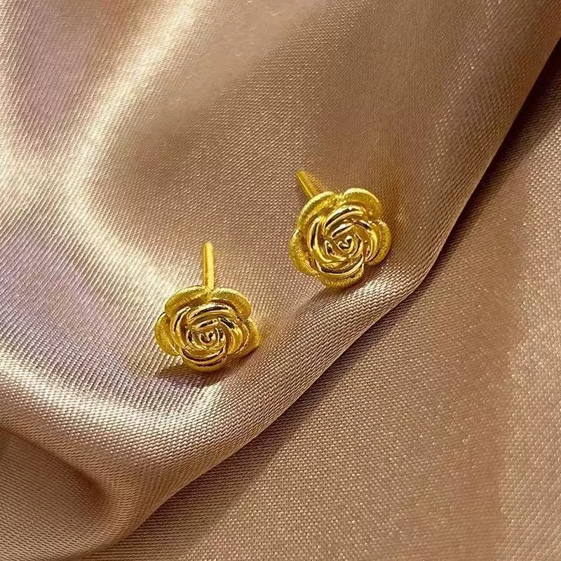 Серьги из золота 18 карат с розами au750, цвет золота, модные стерео серьги с цветочным дренажем, подарок, водяная ракушка, оптовая продажа