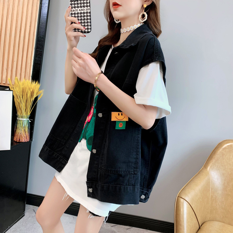 潮牌春夏2025新型婦人服ネット赤カウボーイ馬甲女韓国版ゆるいノースリーブベスト馬ジャケット|undefined