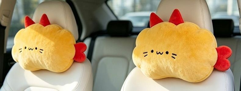 Headrest suitable for all seasons, same style lumbar support cushion, waist-protecting pillow, cartoon car seat cushion, cute car pillow