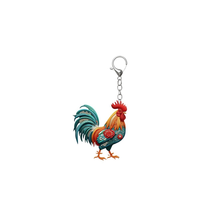 カラフルな雄鶏ロブスターキーチェーン-2dアクリルデザインのアクリルペンダント-感謝祭公|undefined