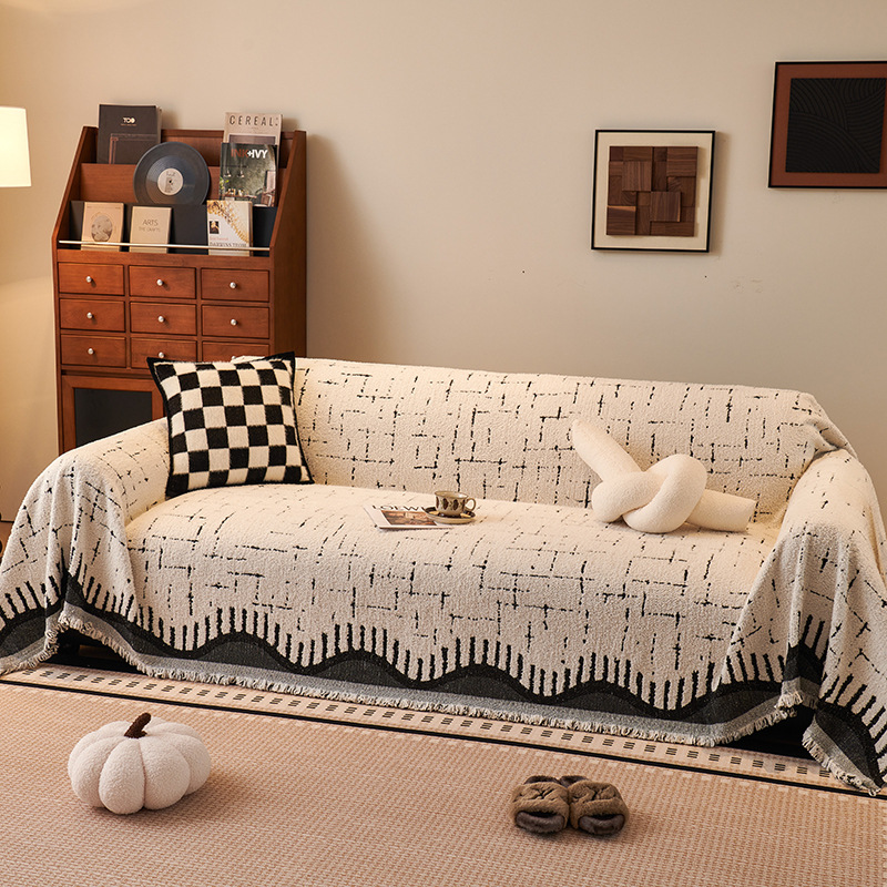 Simple toalla de sofá de alto rendimiento sofá cubierta de peluche todo incluido toalla de sofá de una sola pieza de cobertura de sofá gruesa