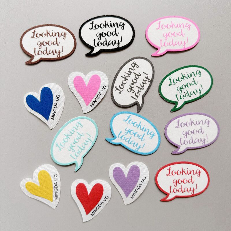 New shaped letter belt adhesive high temperature hot three-dimensional screen printing cloth label patch labeling color washing water label