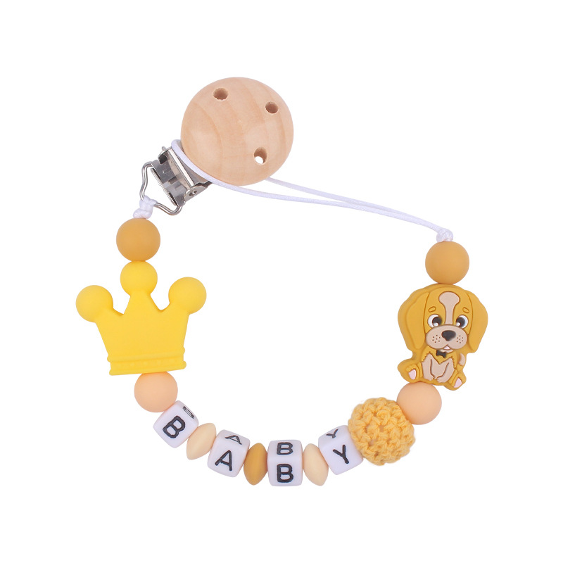 Suministros de bebé de silicona chupete Cadena de dibujos animados animal perro mordedura de silicona molar Cadena de juguete Nuevo
