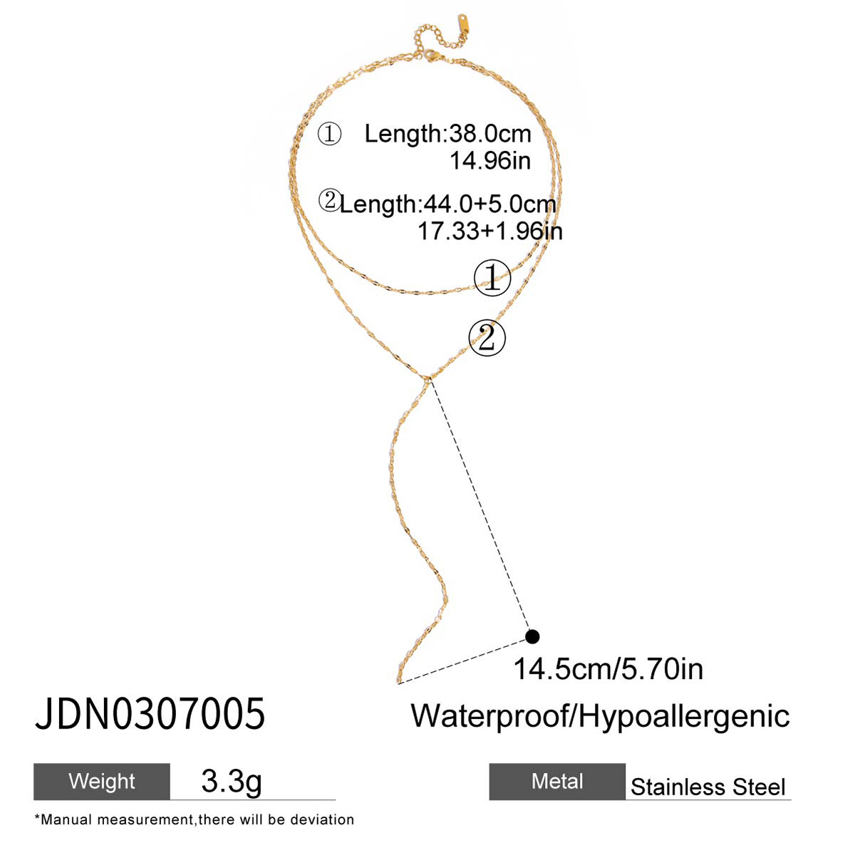 Wanxing Europa y los Estados Unidos doble acero de titanio accesorios collar de acero Y mujer 18 quilates joyas de oro transfronterizas nicho de diseño joyas lujosas