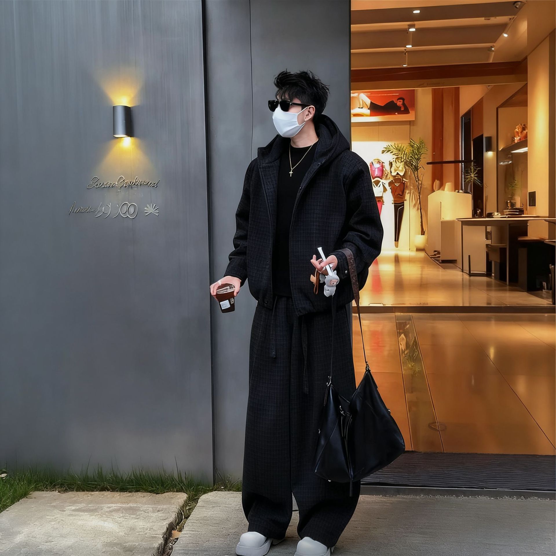 Heren retro casual set losvallende jas en broek herfst winter_voghion.com