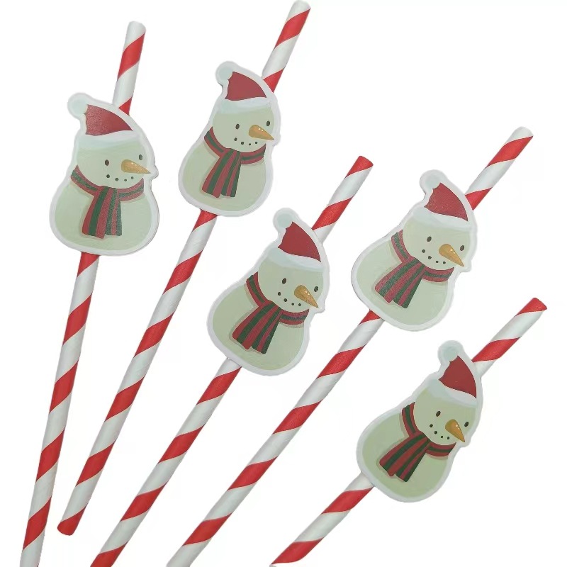 Papá Noel Papá Noel muñeco de nieve fiesta decoración postre pastel cóctel bebida paja image 3