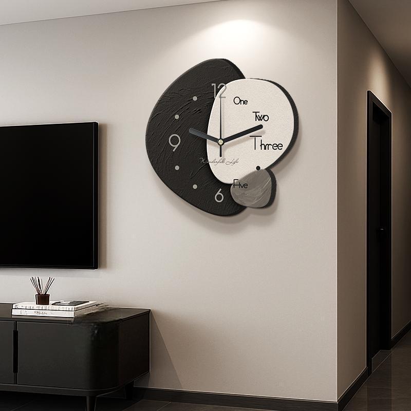 Stone Comes to Run Wall Clock Tv Background Wall Decoration Painting Clock Table High-End Living Room Mural Creative Restaurant Hanging Painting