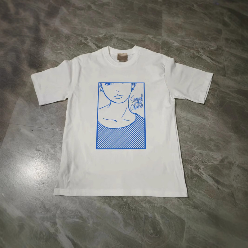 250g Heavy Cotton! American Oversize Cheese Son Print Couple Style Women's Loose Short-Sleeved T-Shirt for Men