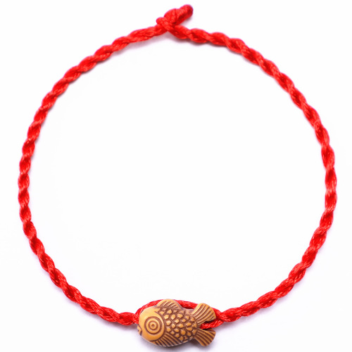 Handmade red cord bracelet with resin imitation wood red cord, small gift for online and offline stores, attracting attention and positive reviews.