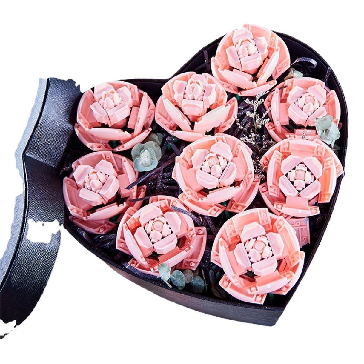 Bloques de construcción de rosas transfronterizos compatibles con ramo de Lego flor eterna rosa girasol Tulipán juguete ensamblado