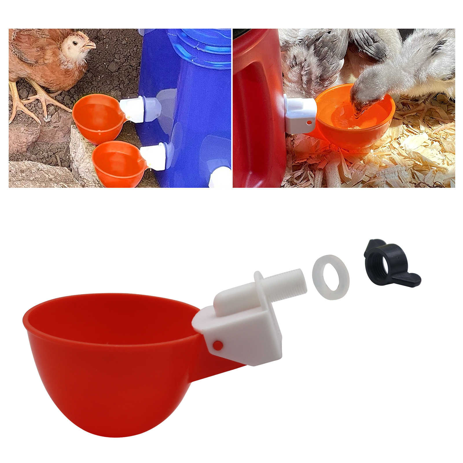 Bebedero automático para aves de corral en existencia, dispensador automático de agua para pollos, venta al por mayor, taza de agua para pollos, bebedero para pollos