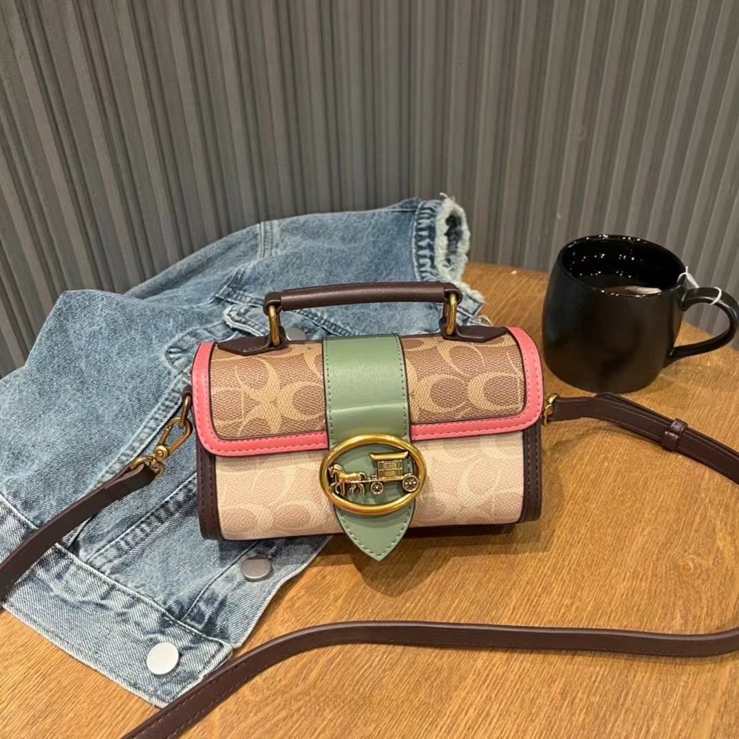 Luxury Genuine Leather Small Square Handbag For Women 2025 New Arrival Contrast Color Fashion Crossbody Shoulder Bag - Thumbnail 7