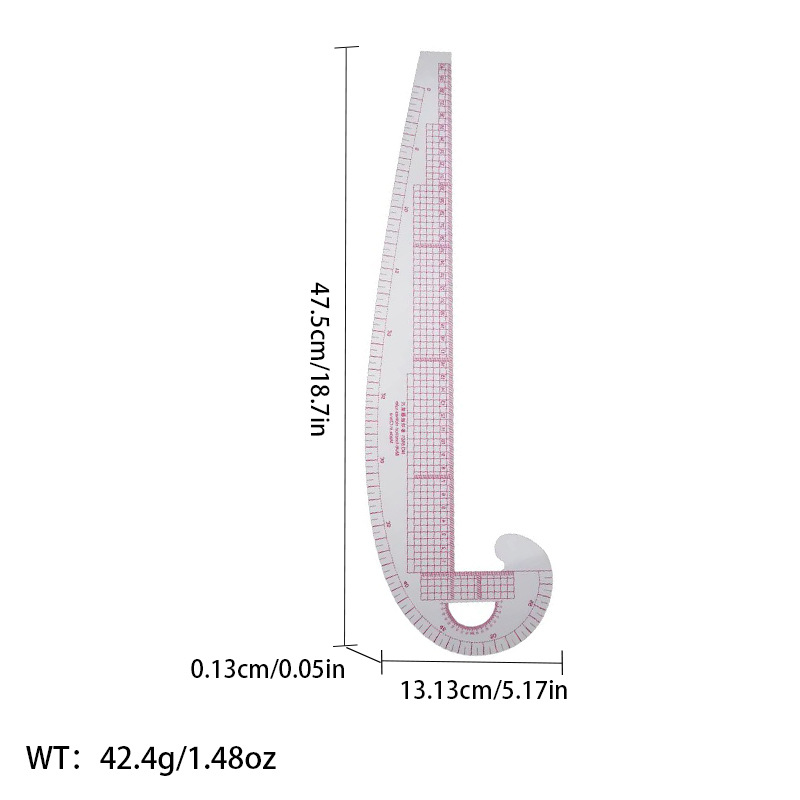 Regla de curva directa de fábrica Botón regla de arco regla de ropa regla de corte traje de regla de jaula de manga regla de tamaño colección