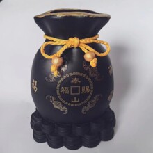 泰山石福袋钱袋 墨玉葫芦 摆件居饰品花瓶客厅办公室乔迁开业礼品