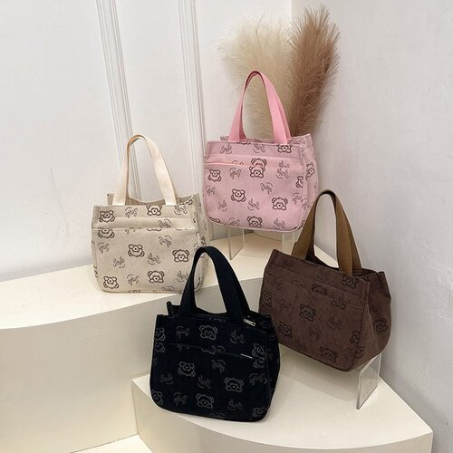 New style women's bag, printed tote bag, cartoon cat handbag, canvas backpack, underarm fashionable lunch bag