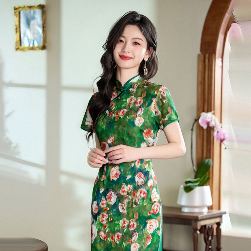 반팔롱치파오 [화만시] - 그린