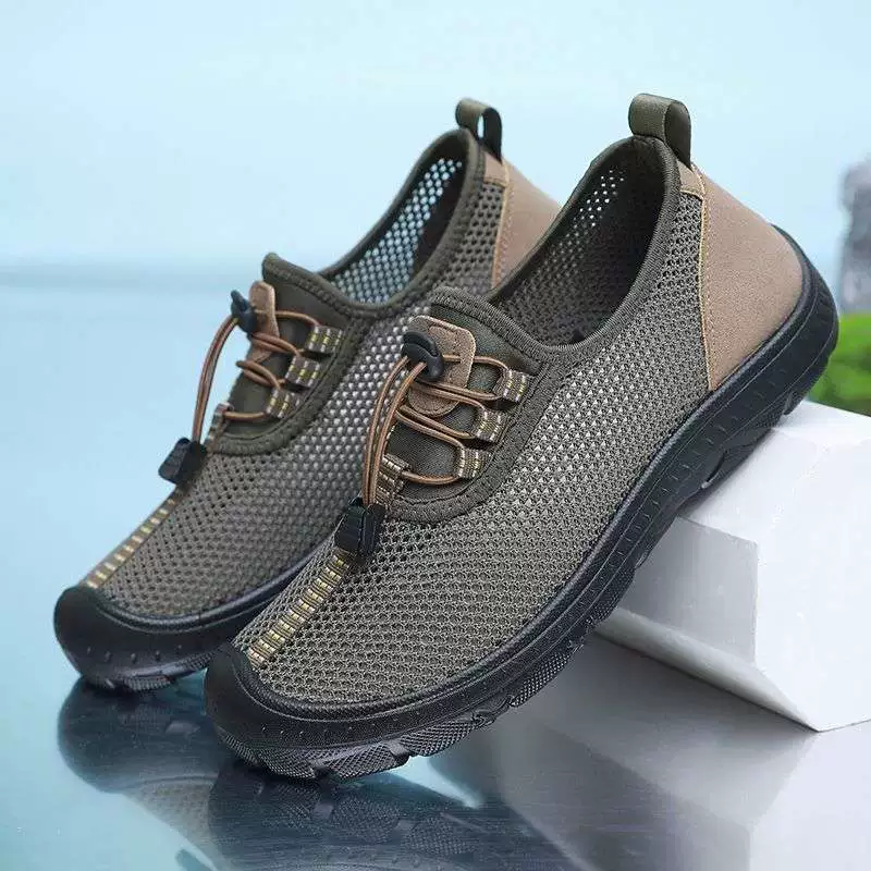 Новый стиль, старые северные мужские туфли, летние легкие мужские сандалии с полыми отверстиями, тонкие легкие спортивные повседневные туфли без шнуровки с сеткой