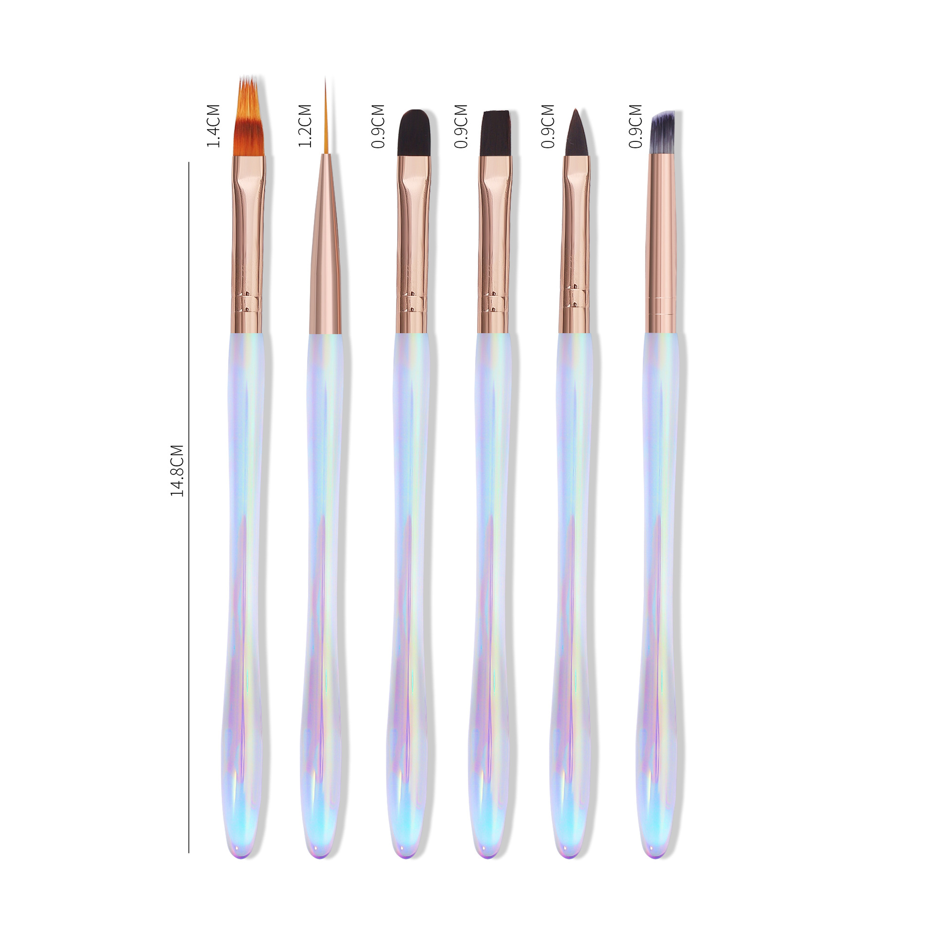 Exclusividad transfronteriza para 6 piezas, juego de bolígrafos de pintura de uñas con varilla de color mágico transparente, bolígrafo de fototerapia dentado, bolígrafo de dibujo, bolígrafo de cristal