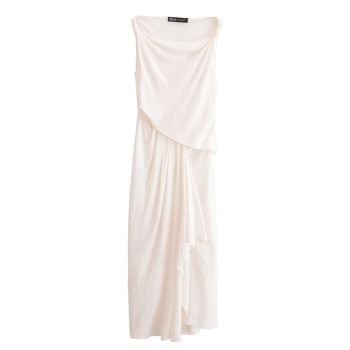 design fashionable white dress with a round collar sleevless
