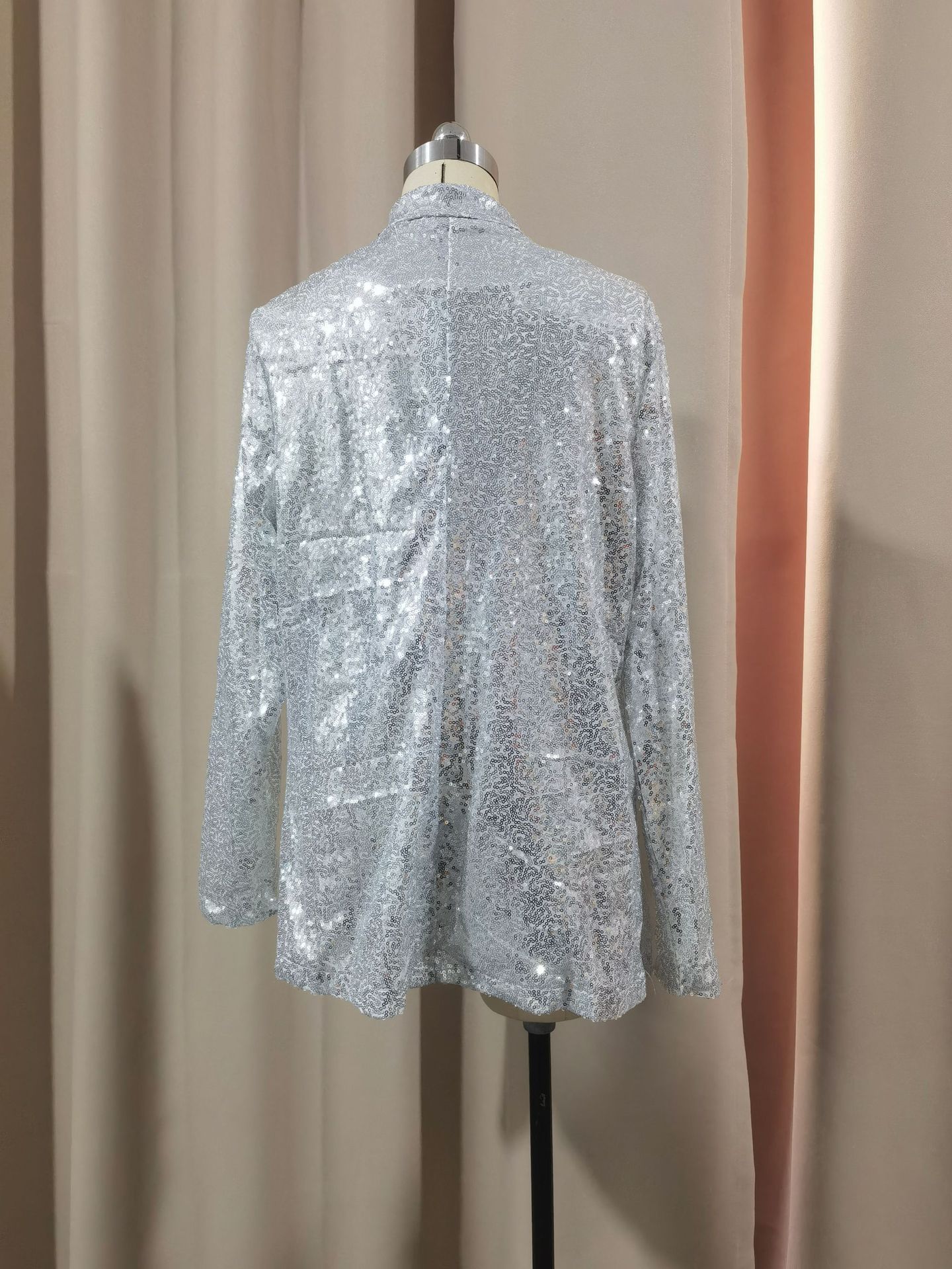 Blazer da donna con paillettes – Giacca da ufficio a maniche lunghe (revers strutturati, comfort elasticizzato, versatilità dal giorno alla sera)_voghion.com