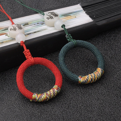 灵振新款菩提指环扣手机挂绳手工金丝缠绕复古时尚情侣手机小挂件