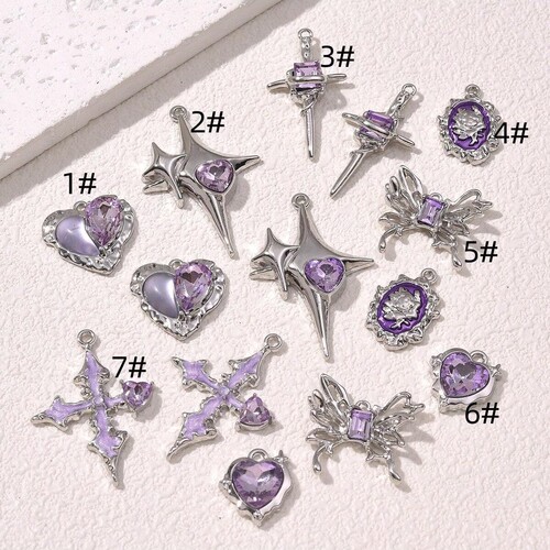 Fashion Violet Series Alloy Polaris Cross Love Pendant DIY Necklace Earrings Jewelry Accessories