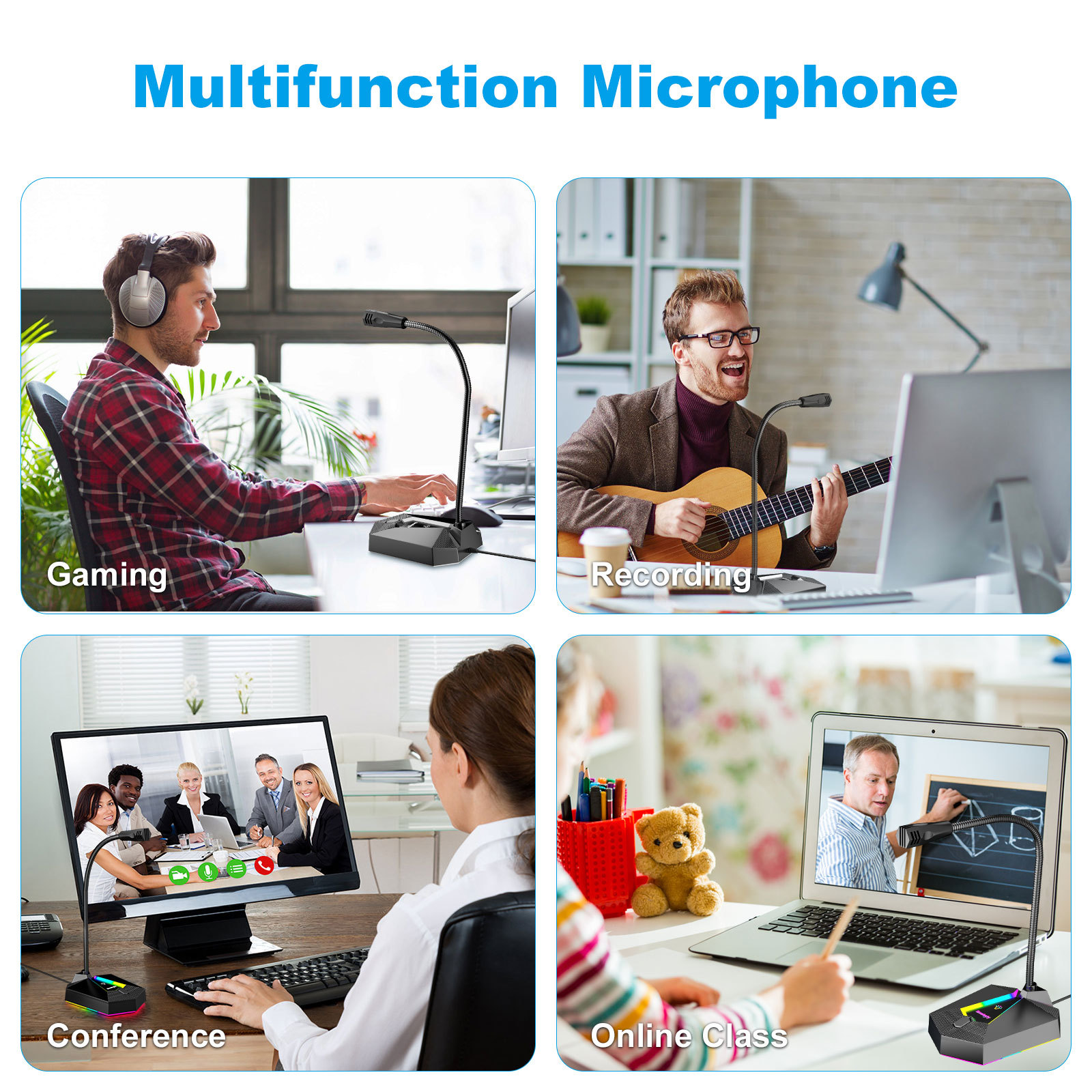 亞馬遜款款桌面麥克風(fēng)直播喊麥游戲麥克風(fēng)酷炫RGB臺(tái)式電腦麥克風(fēng)