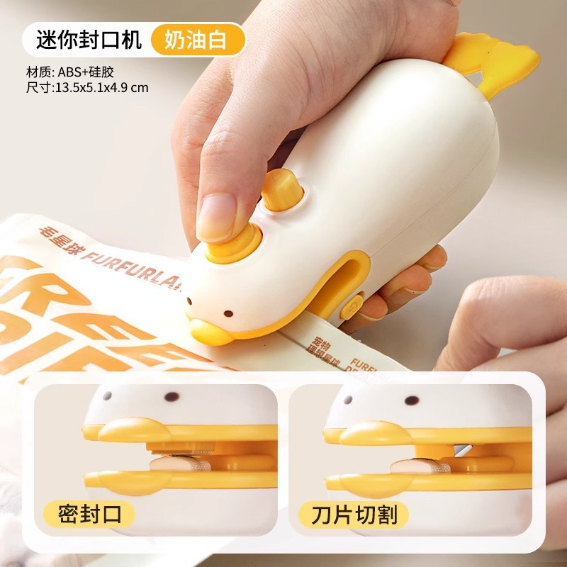 Máquina de sellado pequeña recargable doméstica de sello de plástico de presión manual bolsas de plástico lindas mini bocadillos sellador de clip