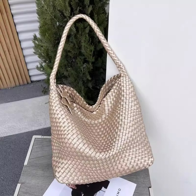 手工编织大容量水桶腋下包包女高级感通勤手提单肩时尚百搭托特包|undefined