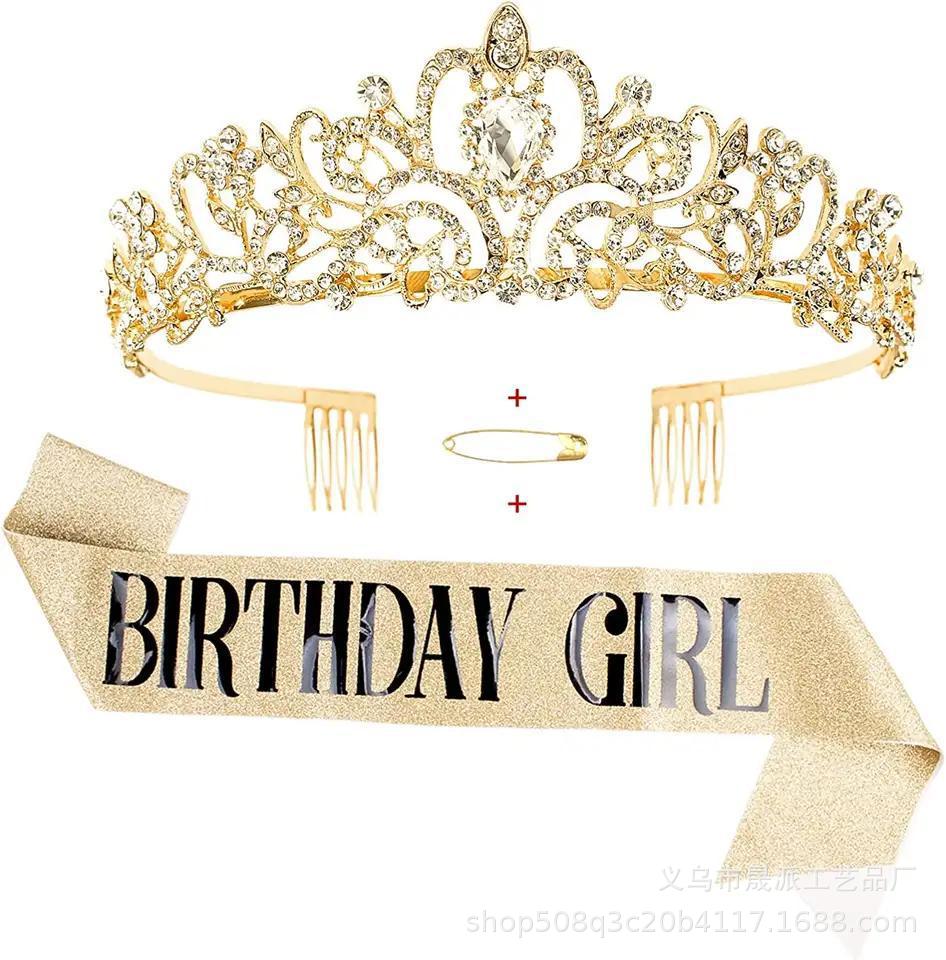 Nuevo cumpleaños reina corona ceremonial cinturón traje