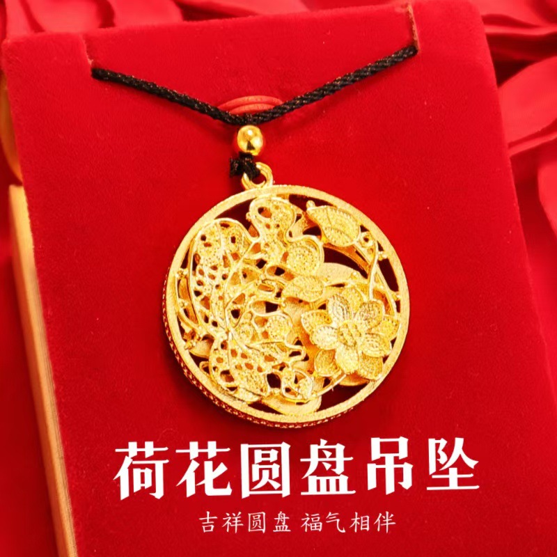 E-commerce explosions retro hollow brushed lotus pendant women's new Joker national style silver necklace factory outlet