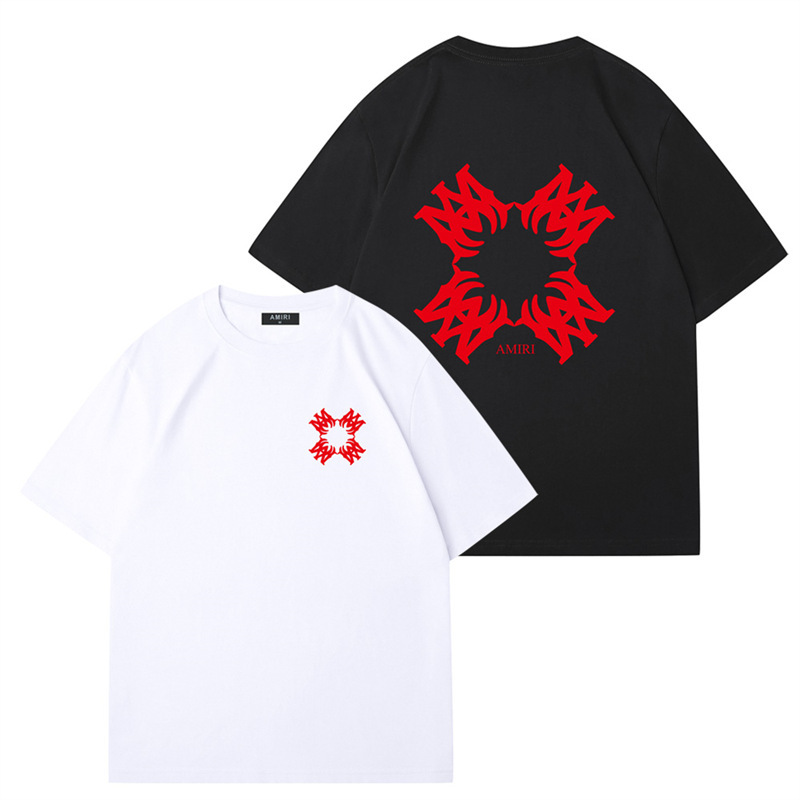 Amiri 2025 New Fashion Trendy Brand Men's and Women's Versatile Outdoor Sports and Leisure Personalized Pattern Short-Sleeved T-Shirts