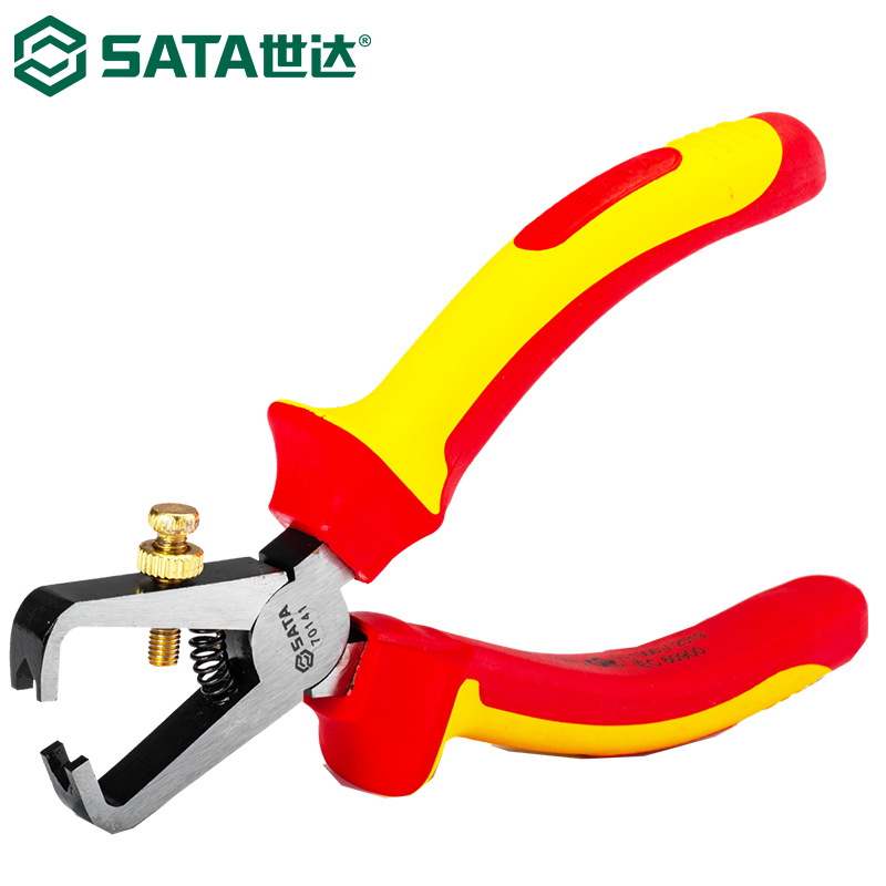 世达70141高压绝缘剥线钳VDE1000V耐压剥皮钳顶切钳子铬钒钢6英寸