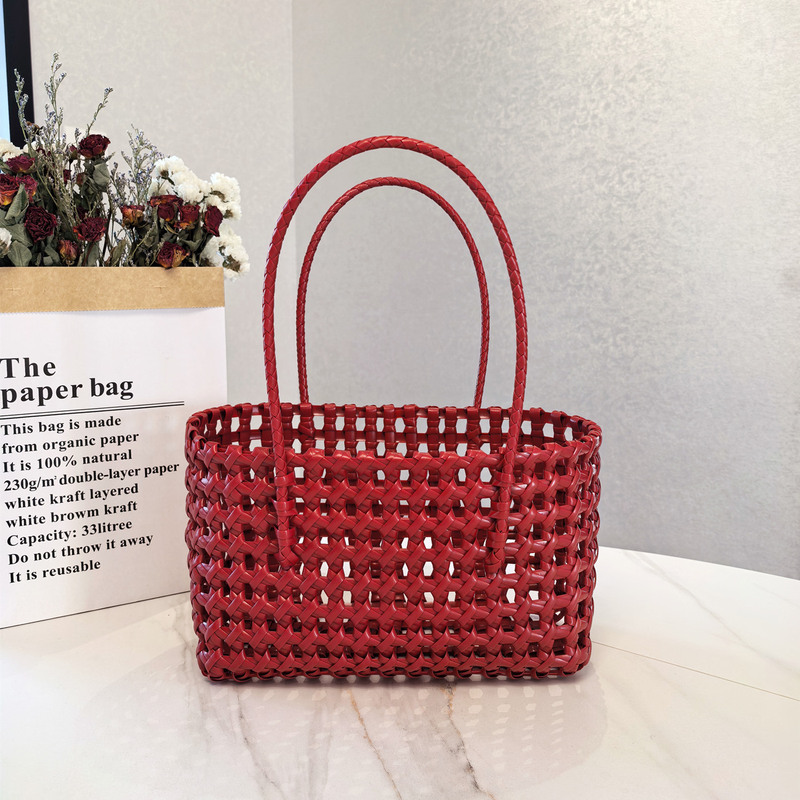 Korean Designer's New Hollow Woven Bag, Vegetable Basket, Beach Handmade Woven Basket, Shopping Underarm Shoulder Bag