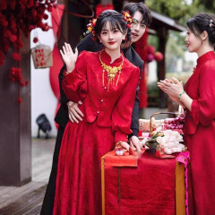 新中式结婚敬酒服女新娘2025款国风红色订婚礼服裙套装国潮风