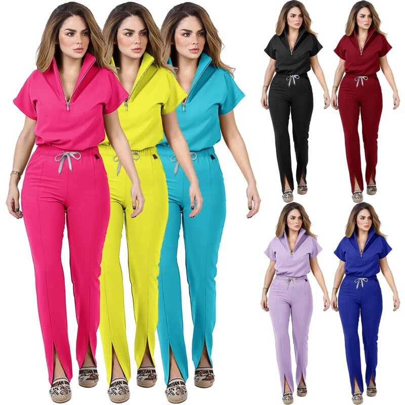 Stand Collar Short-Sleeved Elastic Hand Washing Clothes for Male and Female Doctors Summer Operating Room Quick-Drying Work Clothes Suit Scrub Clothes