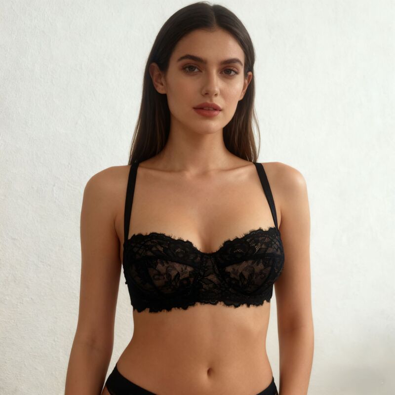 Purely desirable black lace push-up sexy, comfortable, breathable lingerie bra, cross-border foreign trade custom small batch